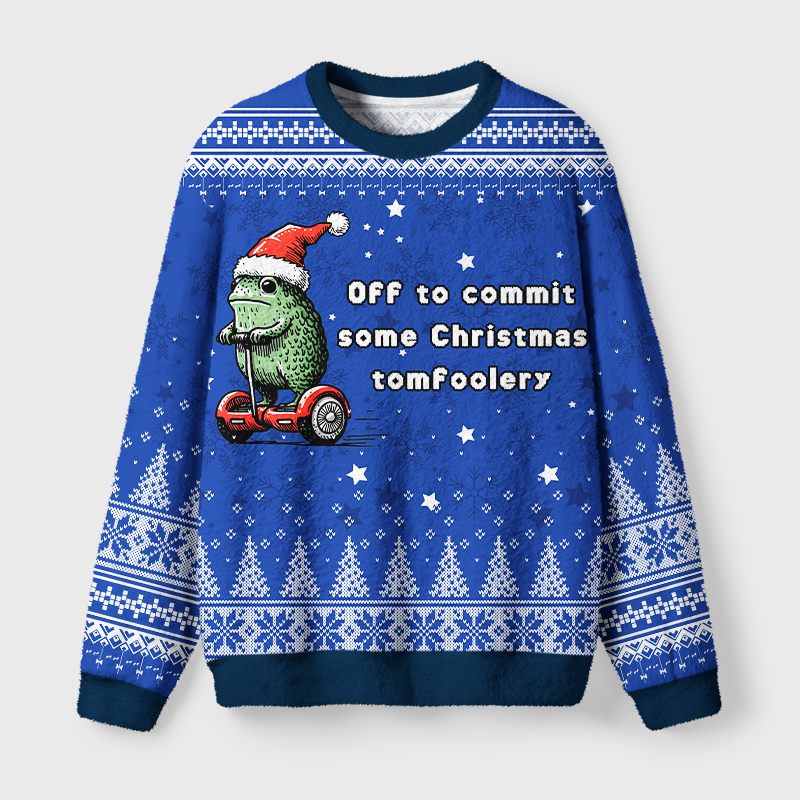 Tokyo-Tiger Christmas Tomfoolery Fuzzy Christmas Ugly Sweatshirt