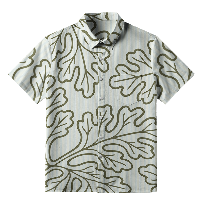 Tokyo-Tiger Leafy Contour Artwork Button-up Shirt