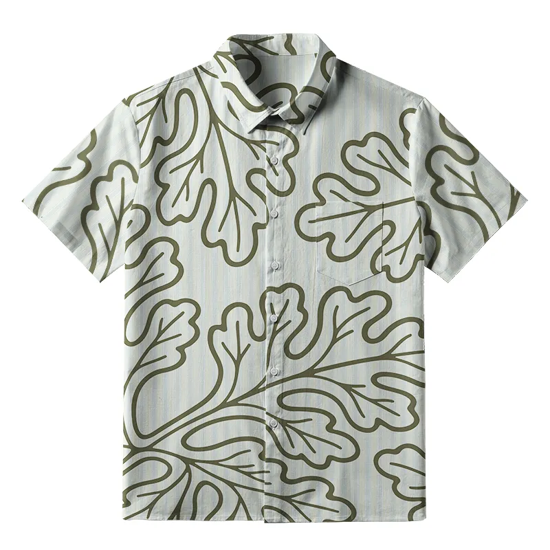 Tokyo-Tiger Leafy Contour Artwork Button-up Shirt