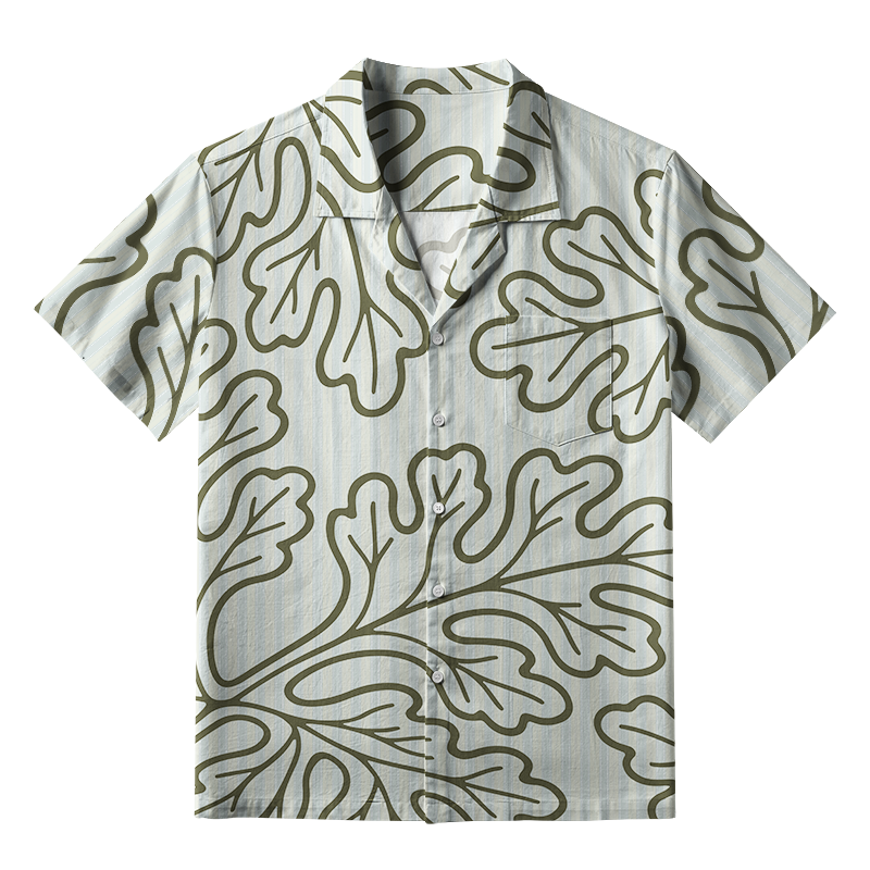 Tokyo-Tiger Leafy Contour Artwork Aloha Hawaiian Shirt
