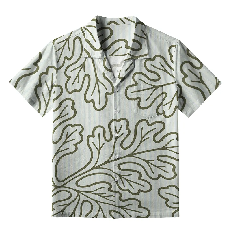 Tokyo-Tiger Leafy Contour Artwork Aloha Hawaiian Shirt