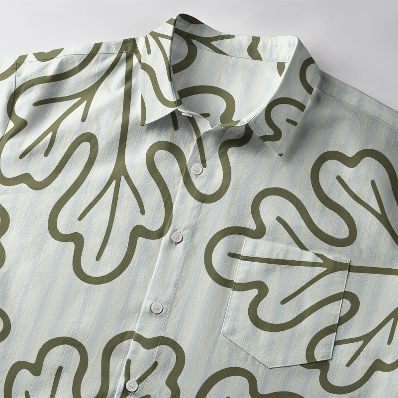 Tokyo-Tiger Leafy Contour Artwork Button-up Shirt