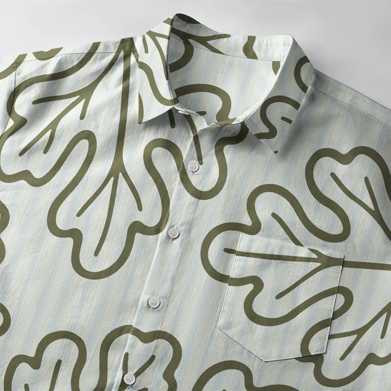 Tokyo-Tiger Leafy Contour Artwork Button-up Shirt