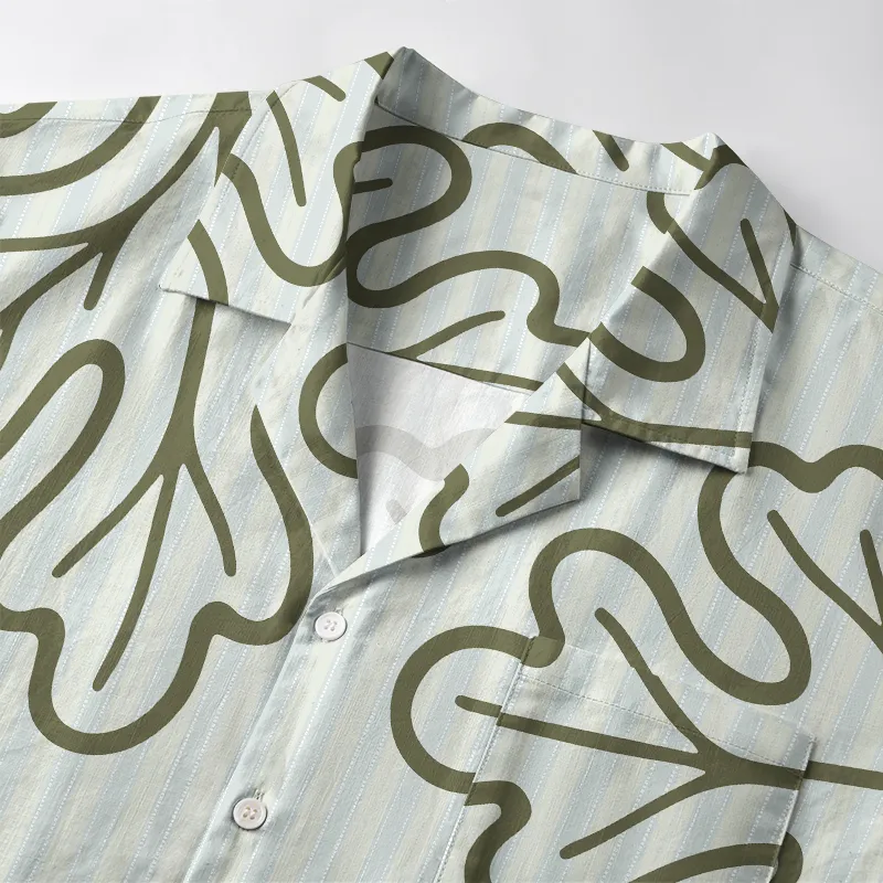 Tokyo-Tiger Leafy Contour Artwork Aloha Hawaiian Shirt