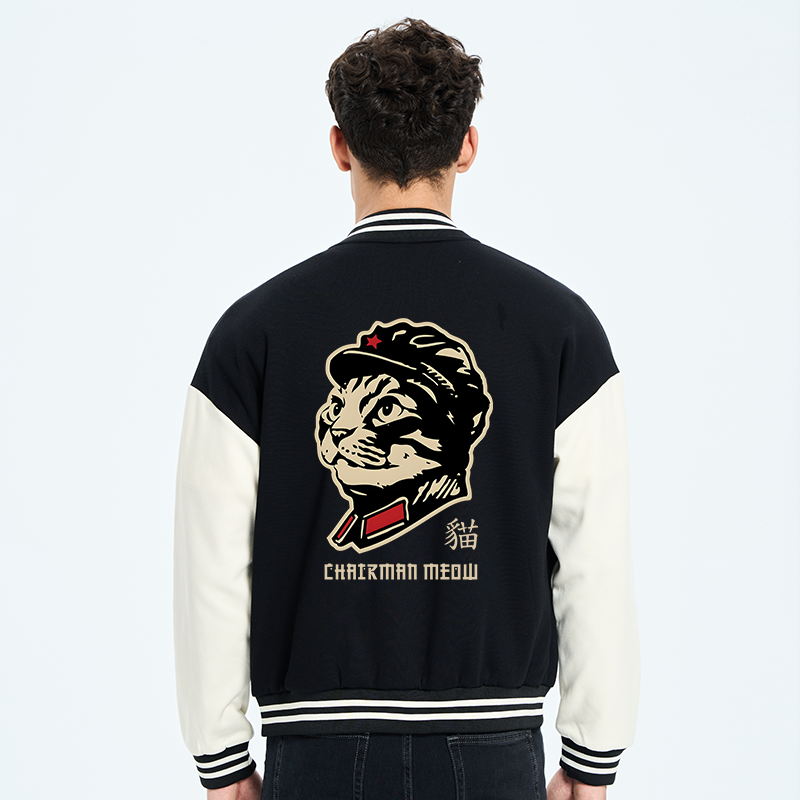 Tokyo-Tiger Chinese Spirit Cat Embroidery Varsity Jacket