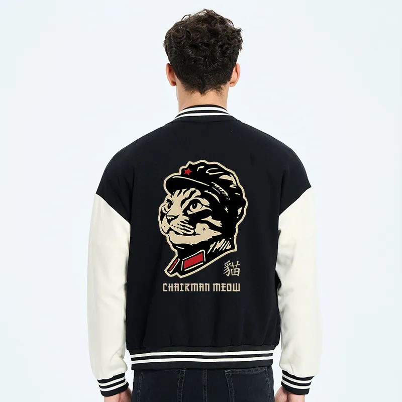 Tokyo-Tiger Chinese Spirit Cat Embroidery Varsity Jacket