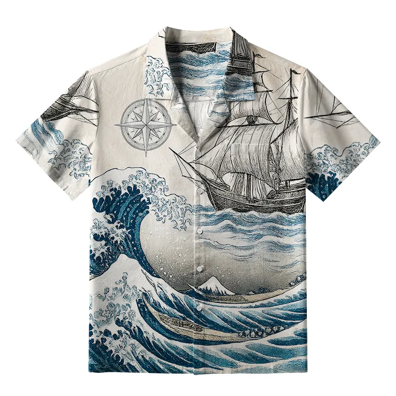 Tokyo-Tiger Ship Sailing On Great Waves Aloha Hawaiian Shirt