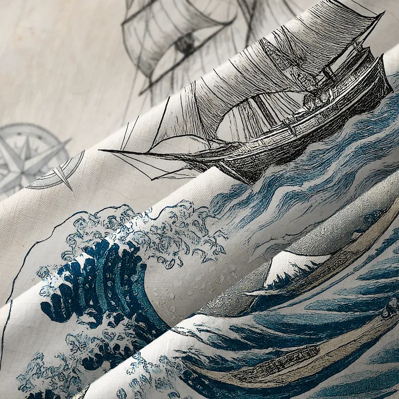 Tokyo-Tiger Ship Sailing On Great Waves Button-up Shirt