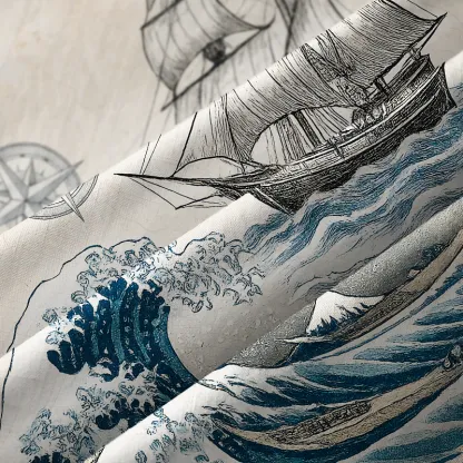 Tokyo-Tiger Ship Sailing On Great Waves Button-up Shirt