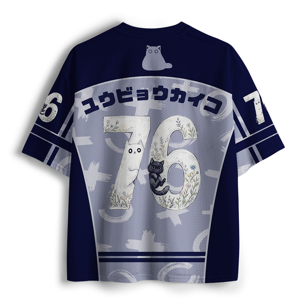 Tokyo-Tiger Floral Ghost Cat Mesh Jersey