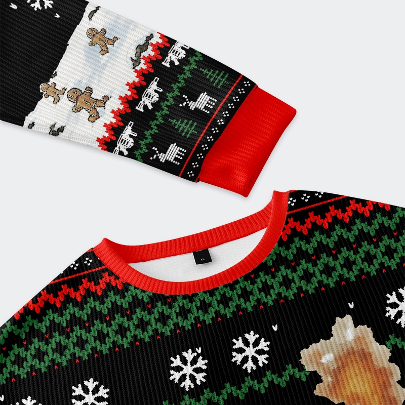 Tokyo-Tiger Cat Riding A Dinosaur Christmas Ugly Sweatshirt