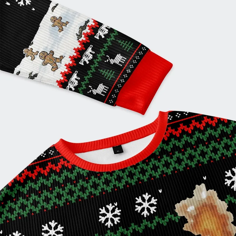 Tokyo-Tiger Cat Riding A Dinosaur Christmas Ugly Sweatshirt