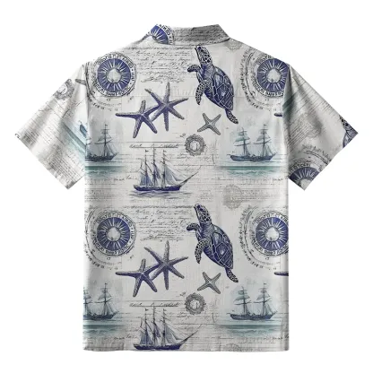 Tokyo-Tiger Retro Nautical Elements Aloha Hawaiian Shirt