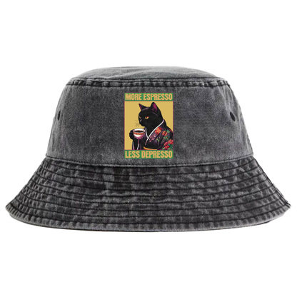 Tokyo-Tiger Up Caffeine Down Depression Washed Bucket Hat