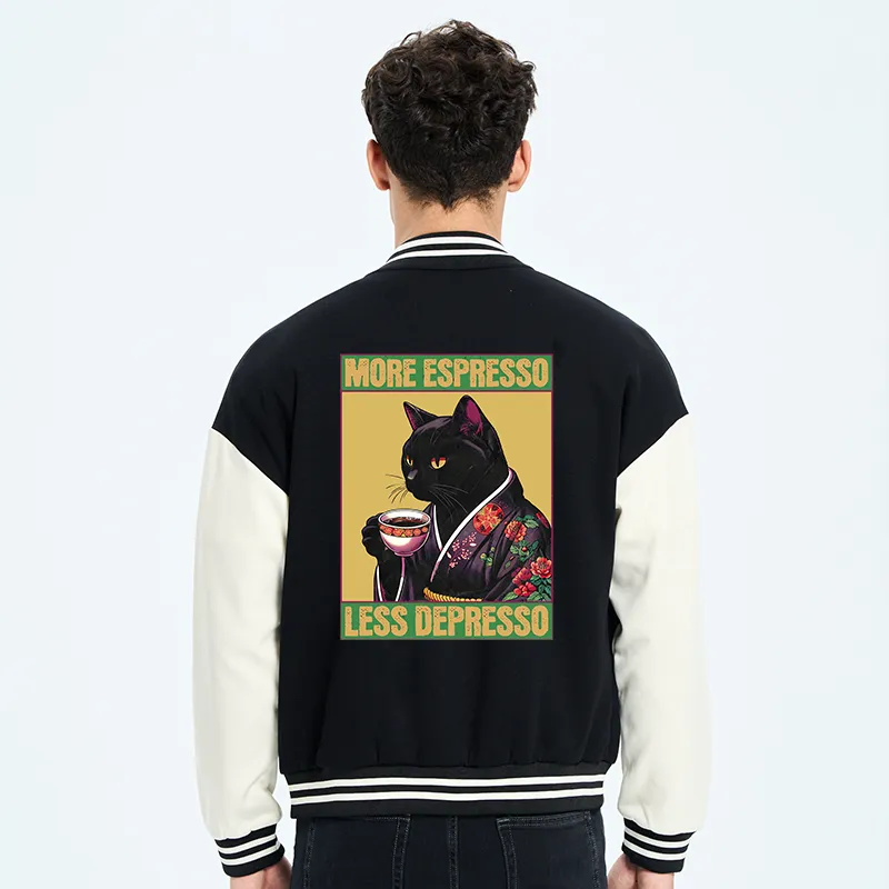 Tokyo-Tiger Up Caffeine Down Depression Embroidery Varsity Jacket