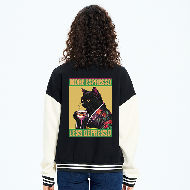 Tokyo-Tiger Up Caffeine Down Depression Embroidery Varsity Jacket