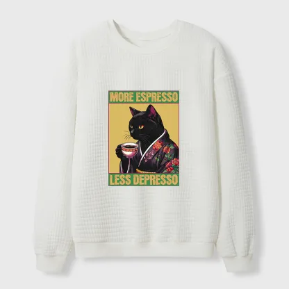 Tokyo-Tiger Up Caffeine Down Depression Waffle Sweatshirt