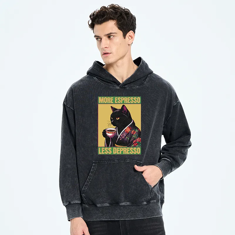 Tokyo-Tiger Up Caffeine Down Depression Washed Hoodie