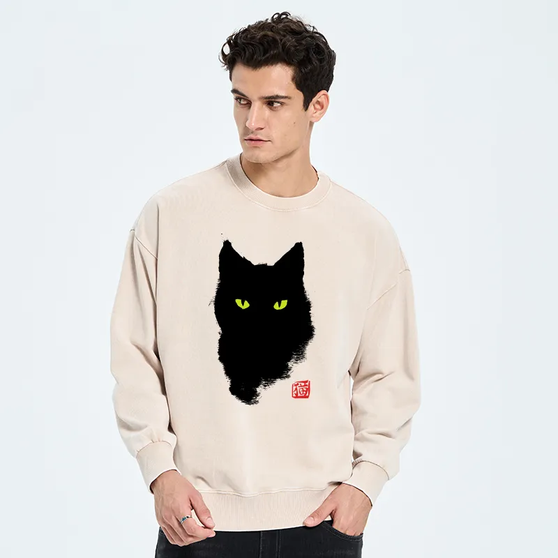 Tokyo-Tiger Cat Sharp Gaze Washed Sweatshirt