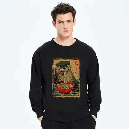 Tokyo-Tiger Otter Eating Ramen Japan Sweatshirt