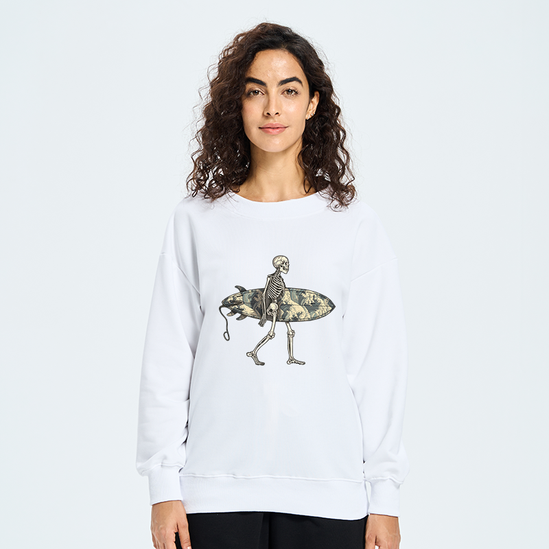 Tokyo-Tiger Skeleton Ready To Go Surfing Sweatshirt