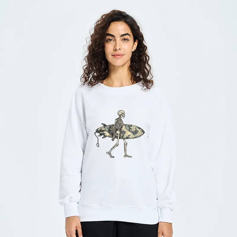 Tokyo-Tiger Skeleton Ready To Go Surfing Sweatshirt
