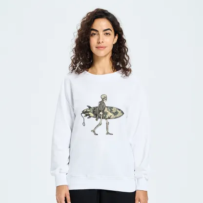 Tokyo-Tiger Skeleton Ready To Go Surfing Sweatshirt
