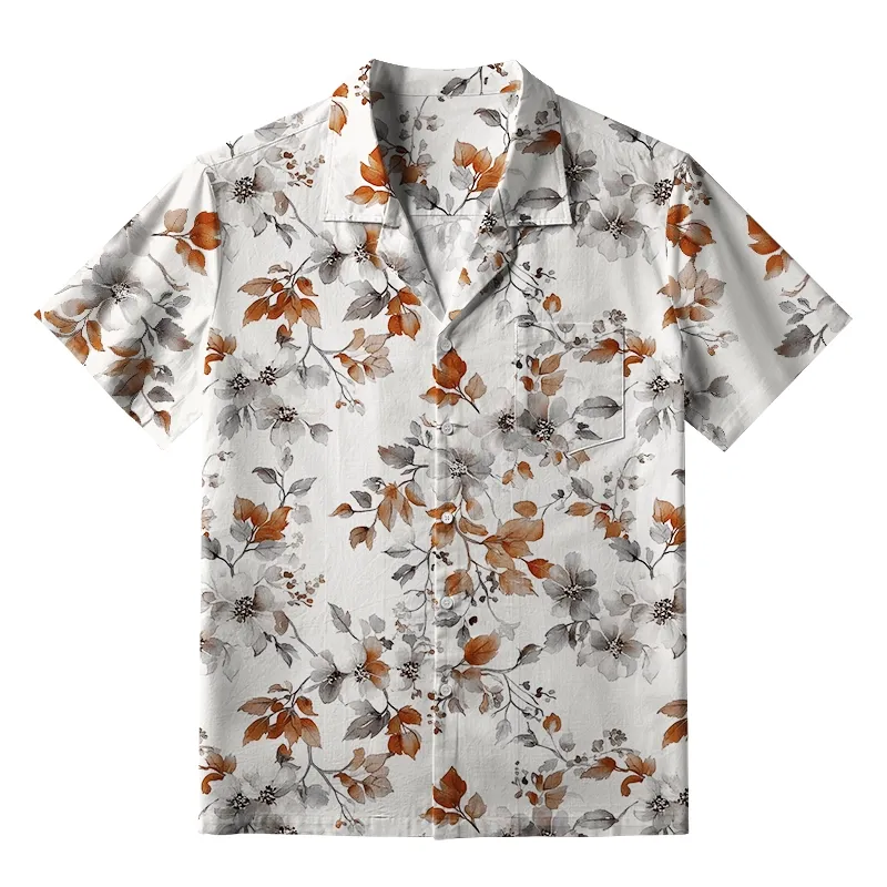 Tokyo-Tiger Subtle Autumnal Leaf Aloha Hawaiian Shirt