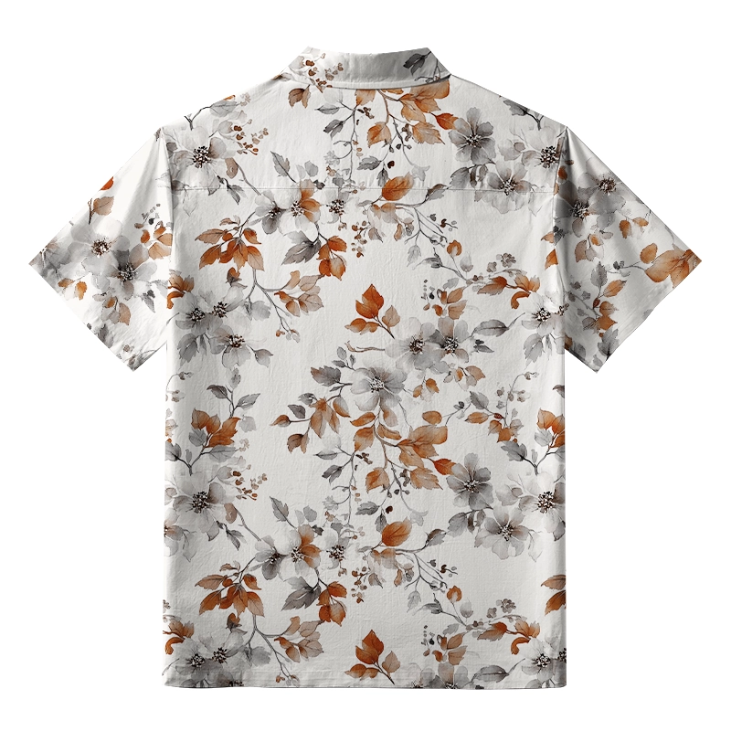 Tokyo-Tiger Subtle Autumnal Leaf Button-up Shirt