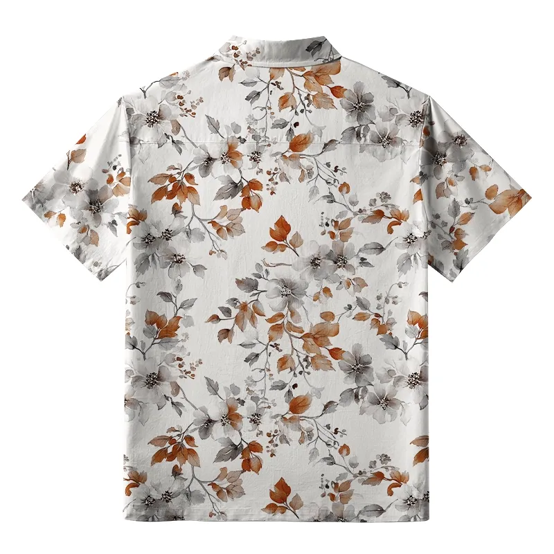 Tokyo-Tiger Subtle Autumnal Leaf Button-up Shirt