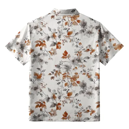 Tokyo-Tiger Subtle Autumnal Leaf Button-up Shirt