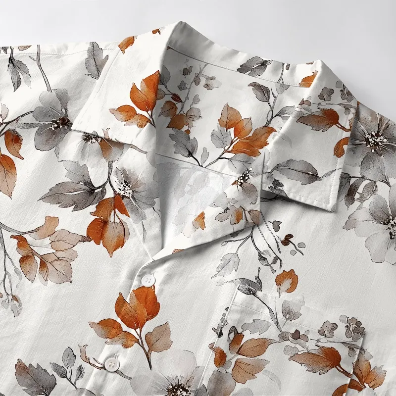 Tokyo-Tiger Subtle Autumnal Leaf Aloha Hawaiian Shirt
