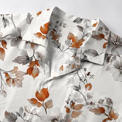 Tokyo-Tiger Subtle Autumnal Leaf Aloha Hawaiian Shirt