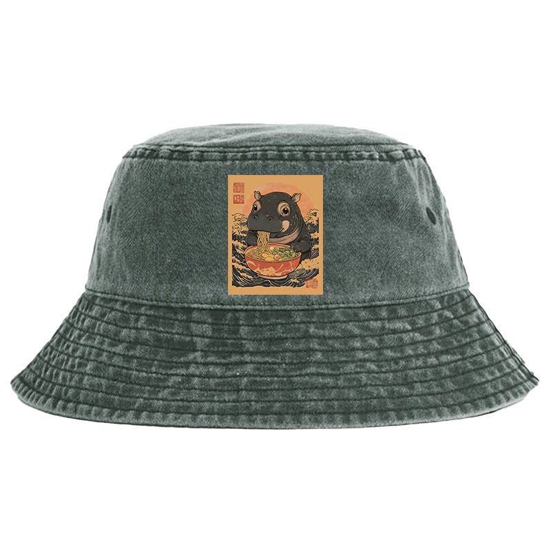 Tokyo-Tiger Moo Deng Eat Ramen Washed Bucket Hat Sale