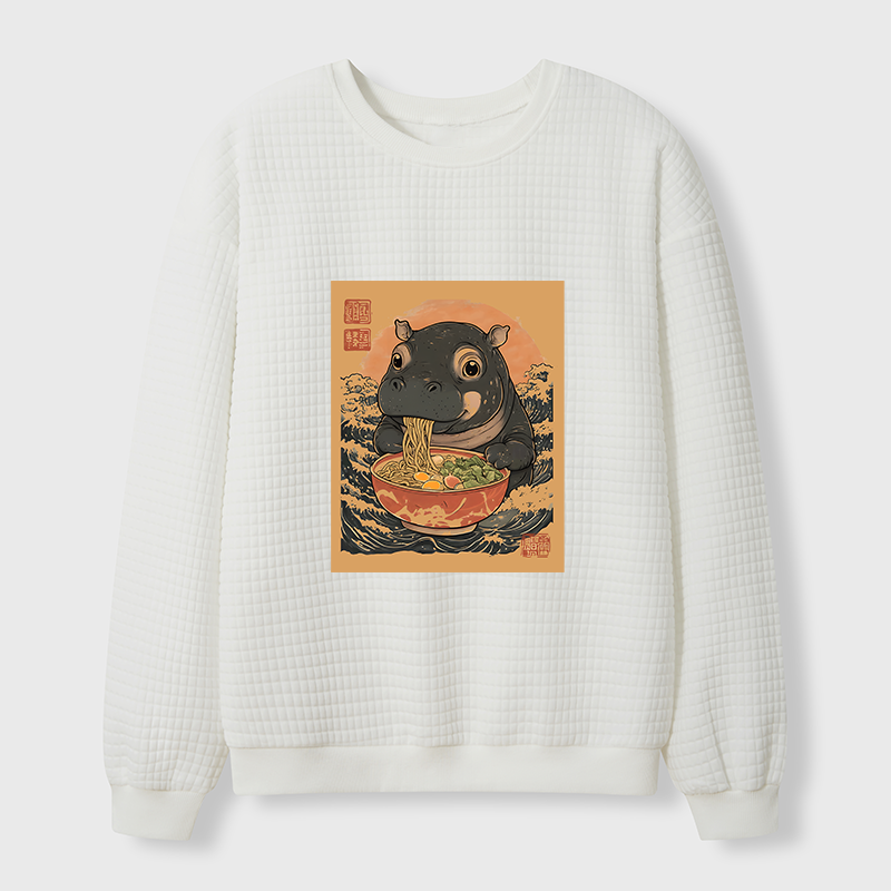 Tokyo-Tiger Moo Deng Eat Ramen Waffle Sweatshirt