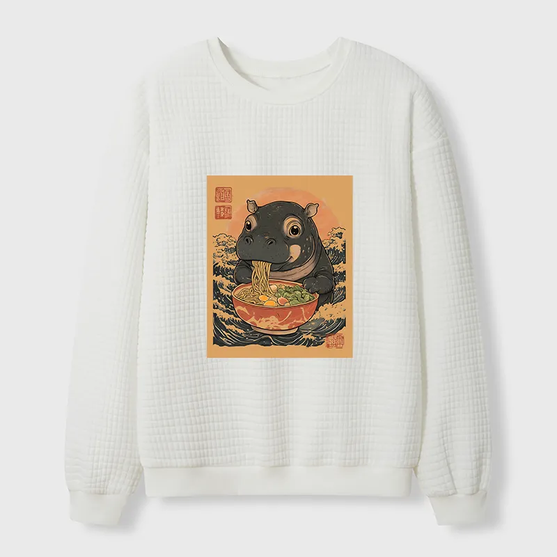 Tokyo-Tiger Moo Deng Eat Ramen Waffle Sweatshirt