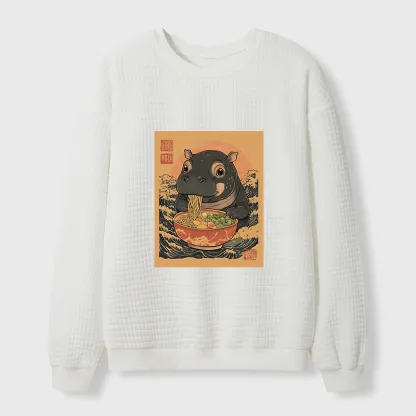 Tokyo-Tiger Moo Deng Eat Ramen Waffle Sweatshirt