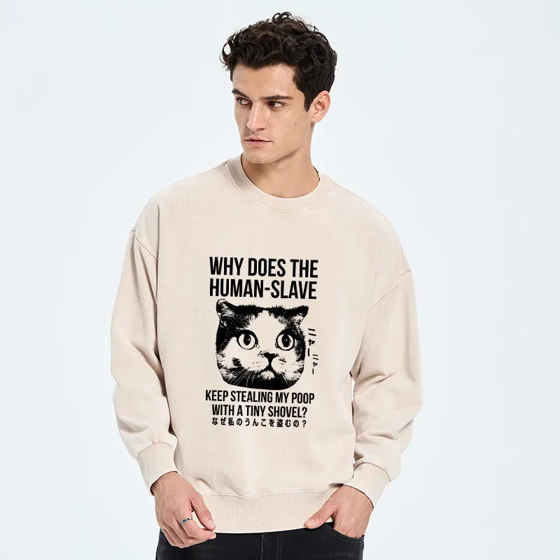 Tokyo-Tiger Cat Thinking About human Washed Sweatshirt