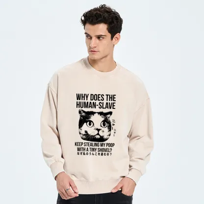 Tokyo-Tiger Cat Thinking About human Washed Sweatshirt
