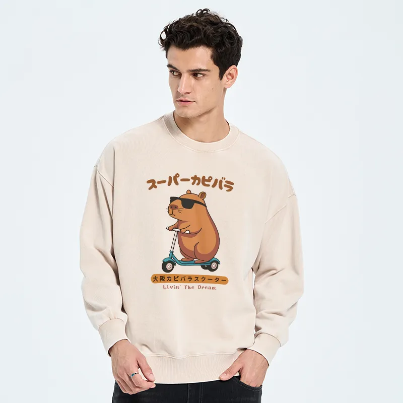 Tokyo-Tiger Osaka Capybara Scooter Washed Sweatshirt