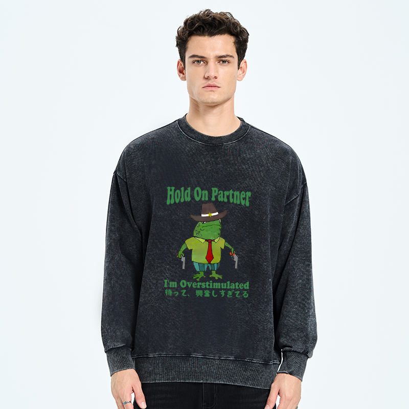 Tokyo-Tiger Wait I'm Too Excited Washed Sweatshirt