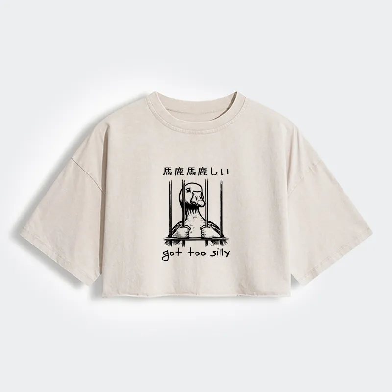 Tokyo-Tiger Got Too Silly Women's Washed Crop T-Shirt