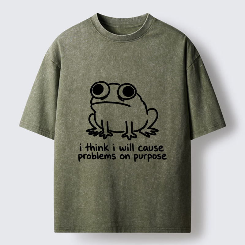 Tokyo-Tiger Funny Frog Quote Washed T-Shirt