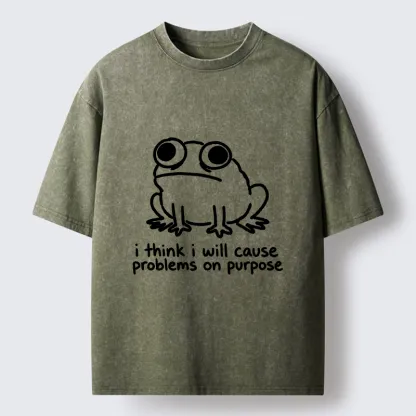 Tokyo-Tiger Funny Frog Quote Washed T-Shirt