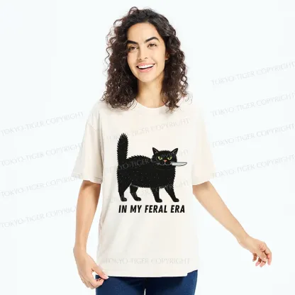 Tokyo-Tiger Black Cat With A Knife Washed T-Shirt