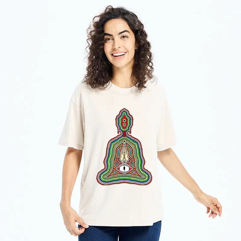 Tokyo-Tiger Colorful Multi Eye Buddha Washed T-Shirt