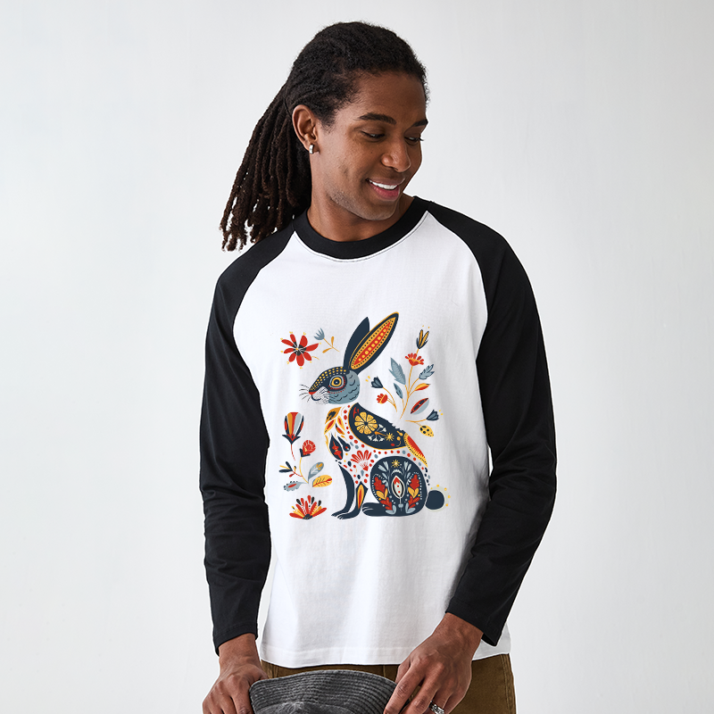 Tokyo-Tiger Folk Hare Bloom Raglan Long Sleeve T-shirt
