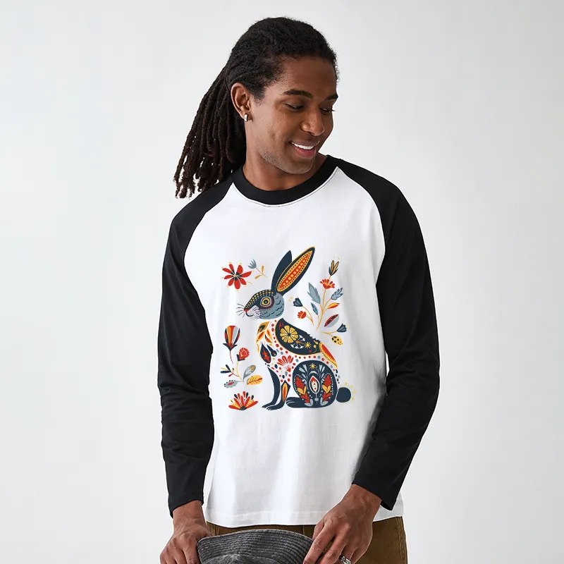 Tokyo-Tiger Folk Hare Bloom Raglan Long Sleeve T-shirt