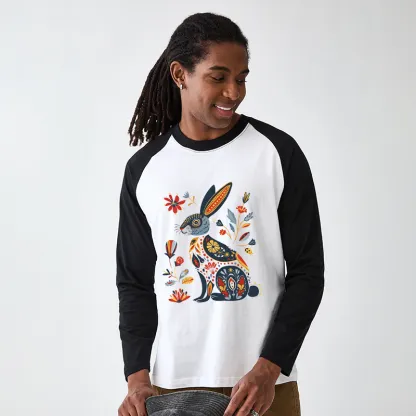 Tokyo-Tiger Folk Hare Bloom Raglan Long Sleeve T-shirt