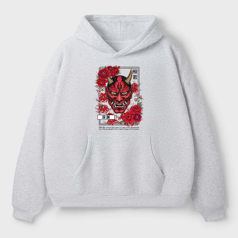 Tokyo-Tiger Cool Oni Floral Art Adult Fleece Hoodie